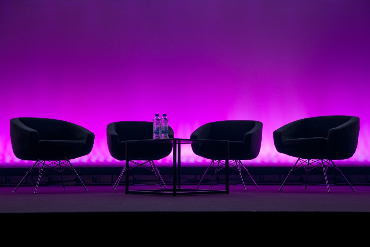 Stage setup at a conference